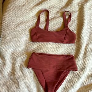 Lspace ribbed eco bikini set, top and bottom, size small